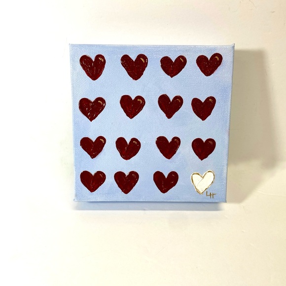 ORIGINAL HANDMADE Acrylic Heart Art on 6”x6”x1.5” Gallery Wrapped Canvas - Picture 6 of 9